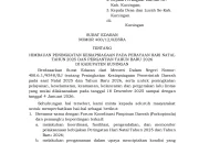 Bupati Kuningan Keluarkan Surat Edaran Nataru 2025–2026, Tekankan Keamanan, Ketertiban, dan Larangan Petasan